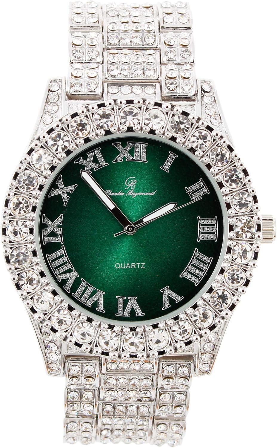 Charles Raymond Mens Big Rocks with Roman Numerals Fully Iced Out Colorful Dial Watch - ST10327 RN Single