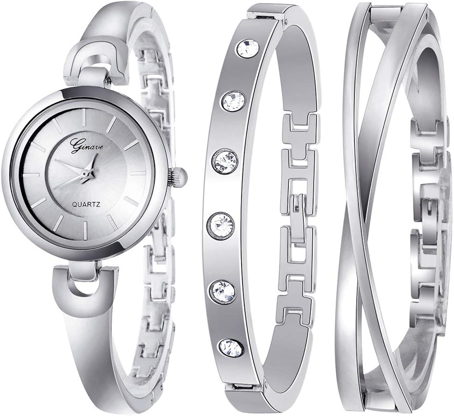 Weicam Women Bangle Bracelet Watch Simple Jewelry Sets Analog Quartz Wristwatches