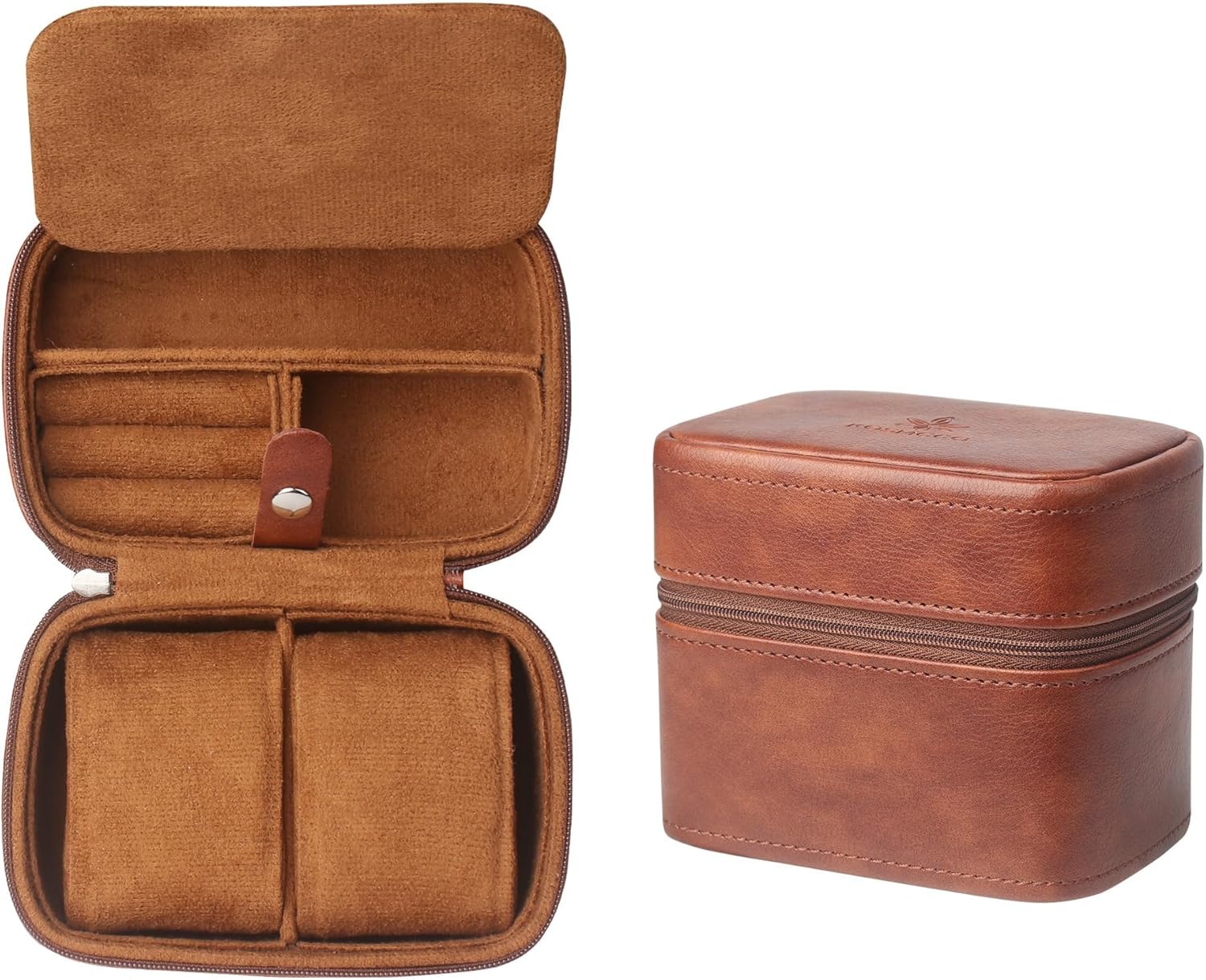 KOSMCCO Watch Travel Case - 2 Slot Watch Case with Soft Lining and Accessories Compartment, Gift for Watch Lovers (Chestnu...