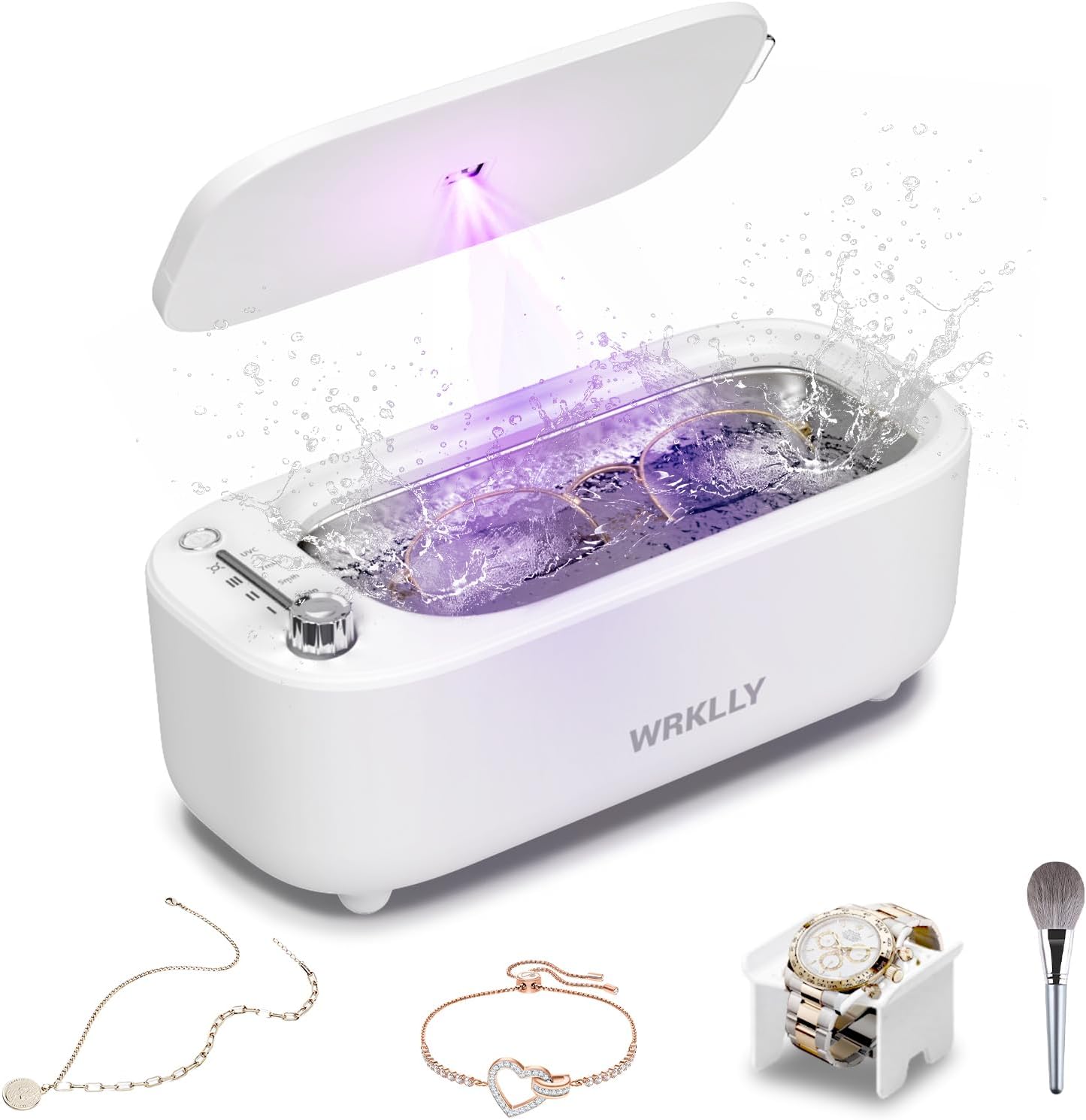 WRKLLY Ultrasonic Jewelry Cleaner, 50KHz 14oz Professional Ultrasonic Cleaner Machine with 4 Timer Modes,304 Stainless Ste...