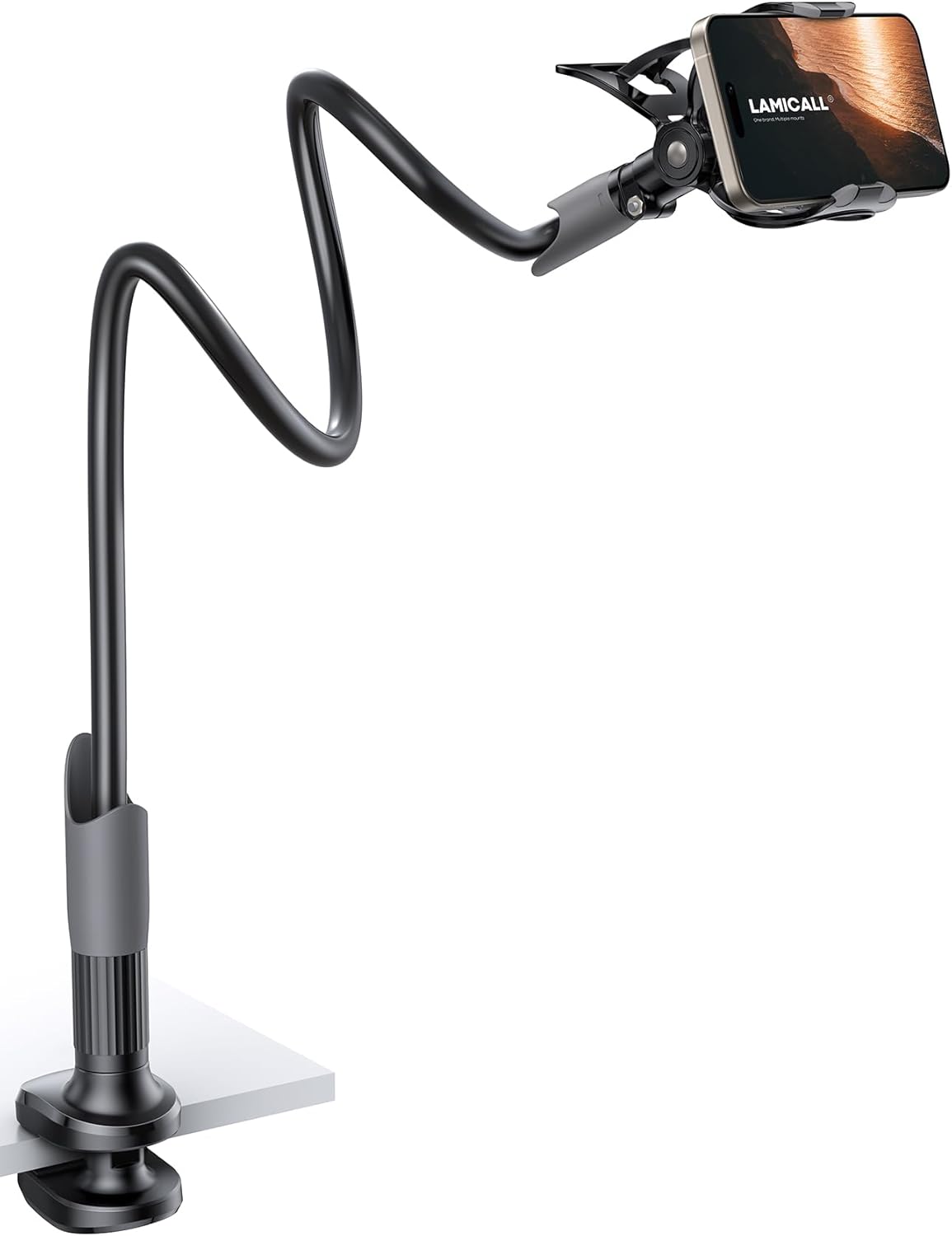 Lamicall Gooseneck Phone Holder for Bed - Cell Phone Mount Clamp Clip, Flexible Long Arm, Overhead Mount for Desk Headboar...