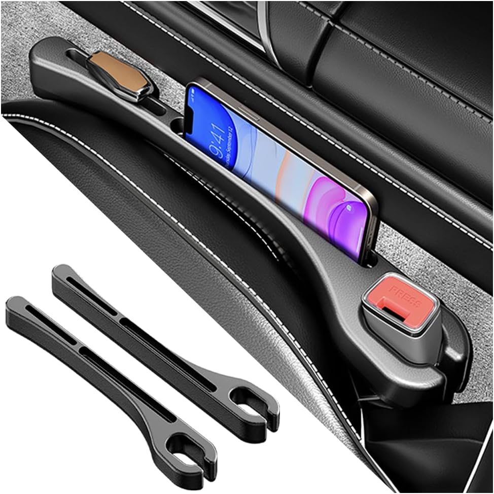 SSNNUU 2PCS Car Seat Gap Filler Organizer with Phone Holder,[Upgrade Version] Car Seat Gap Organizer for Prevent Falling,E...