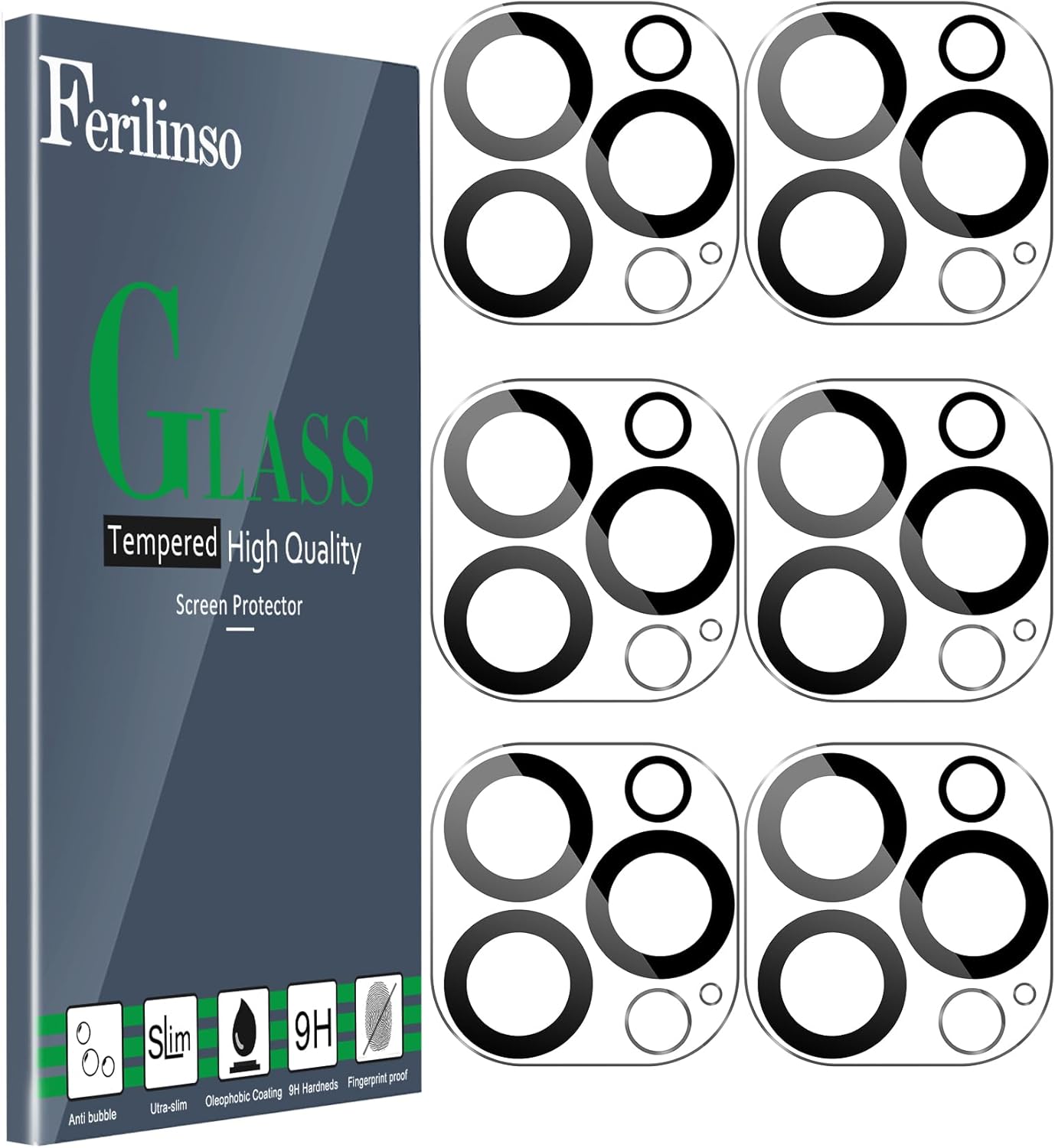 Ferilinso [6 Pack] Camera Lens Protector for iPhone 14 Pro Max iPhone 15 Pro Max iPhone 14 Pro iPhone 15 Pro Accessories c...