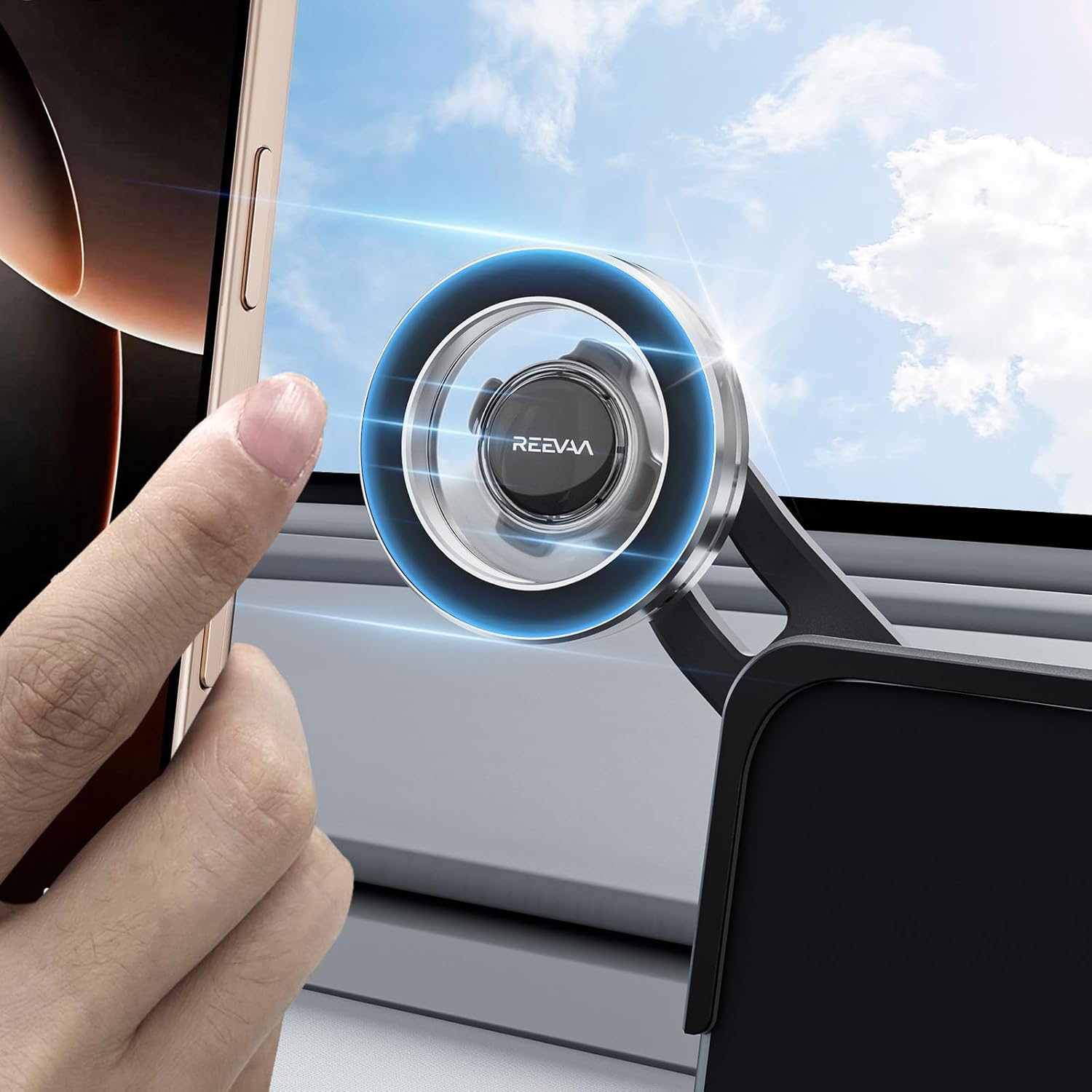 REEVAA 2025 New Tesla Model Y Juniper Phone Mount for MagSafe [Strongest N55 Magnet], Adjustable Touchscreen Holder, Tesla...