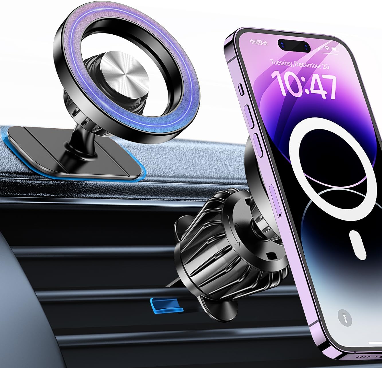 Kaistyle for Magsafe Car Mount【20 Strong Magnets】Magnetic Phone Holder for Car Phone Holder Mount Dash【360°】Cell Phone Hol...