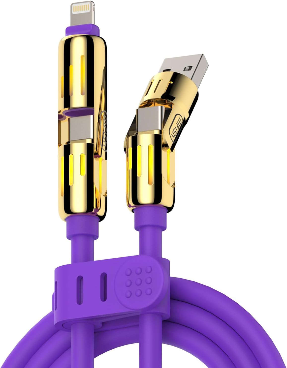 MFish 4-in-1 Universal Multi USB Charging Cable – 240W Max Fast Charger Cord with Multiple Connectors for iPhone 16/15/14/...