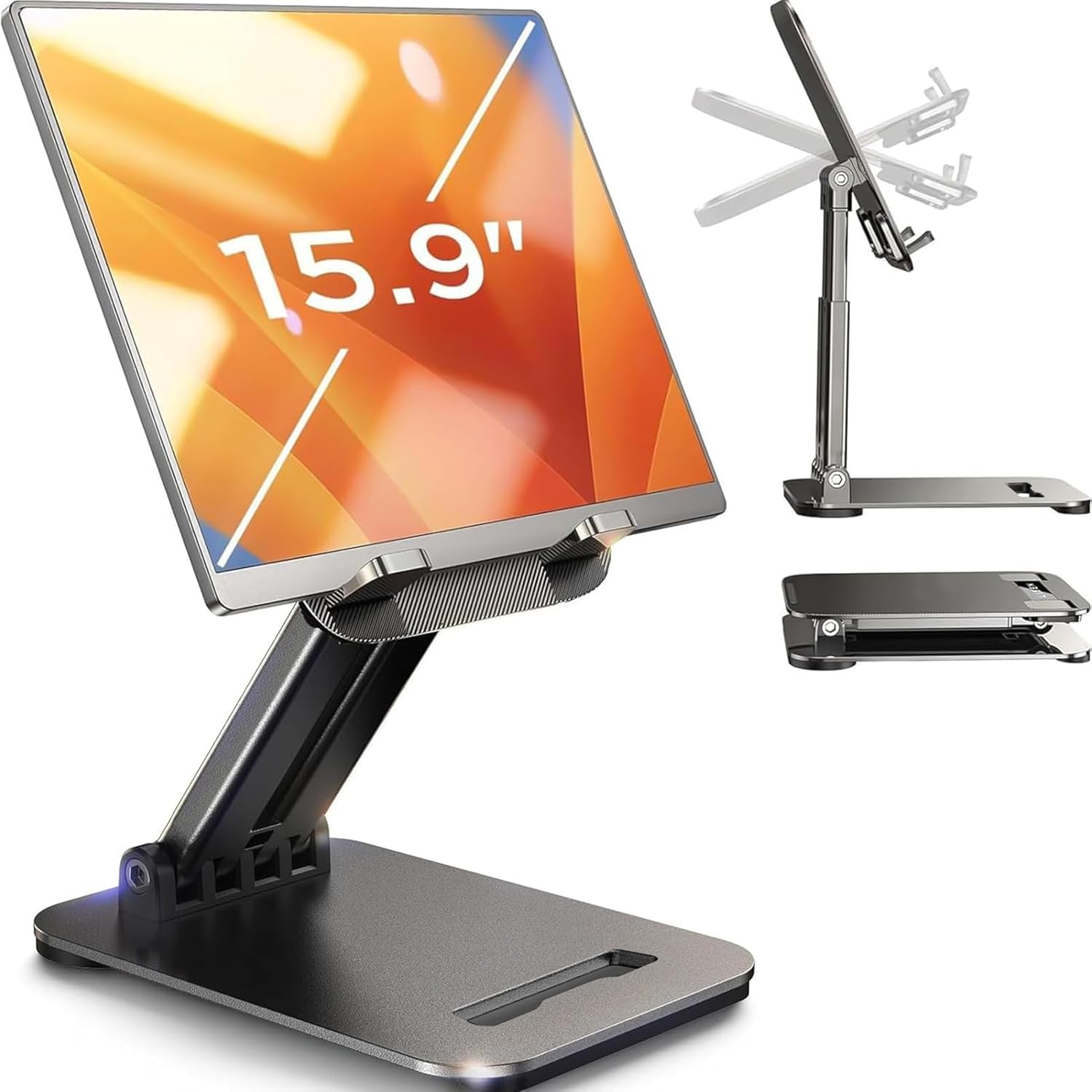 LISEN Tablet Stand for iPad Stand Holder Desk, Foldable Home Office Desk Accessories Travel for iPad Holder Dorm College E...