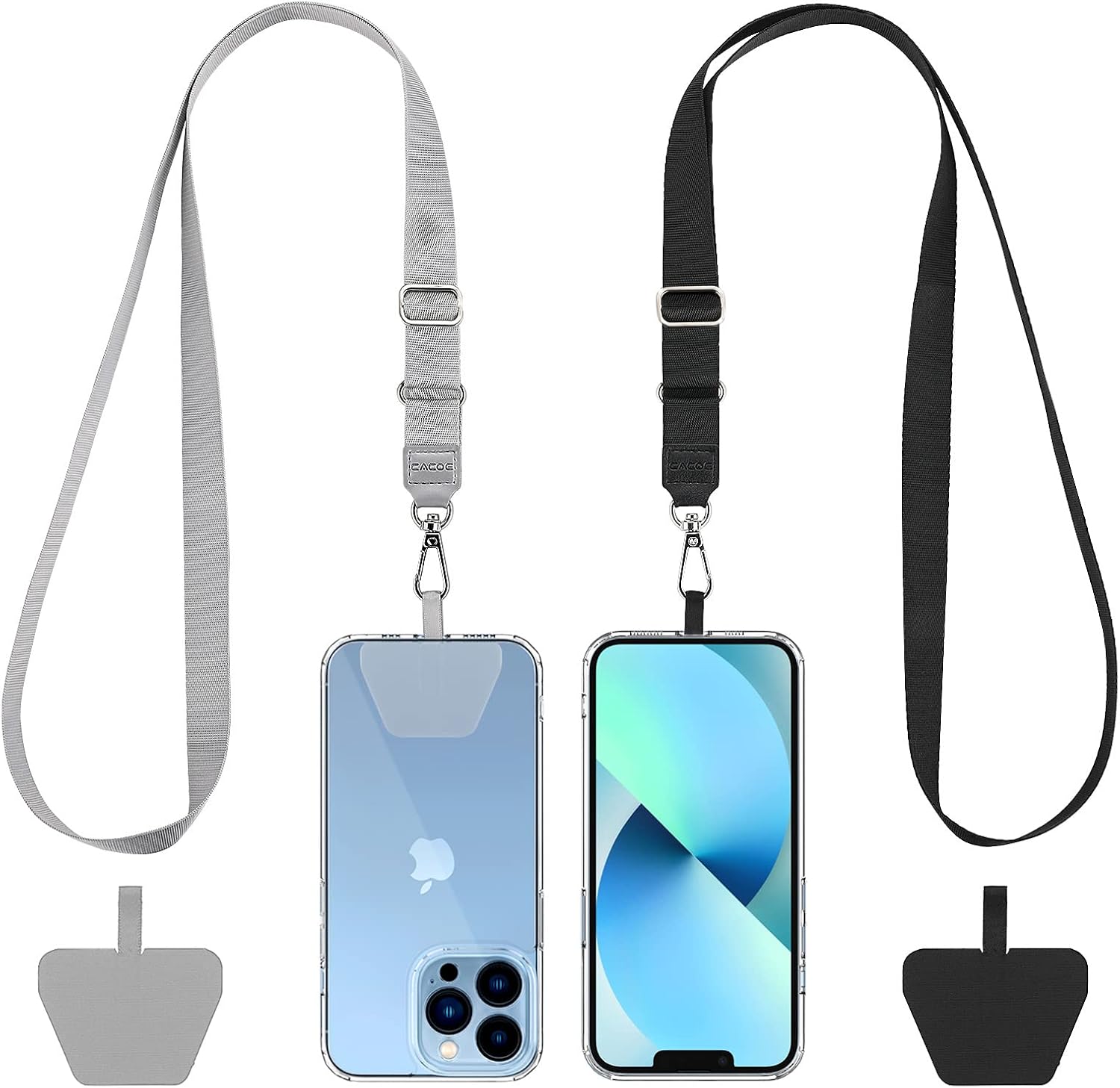 CACOE Phone Lanyard 2 Pack-2× Adjustable Neck Strap,2× Phone Patches,Universal Cell Phone Multifuctional Patch Lanyards Co...
