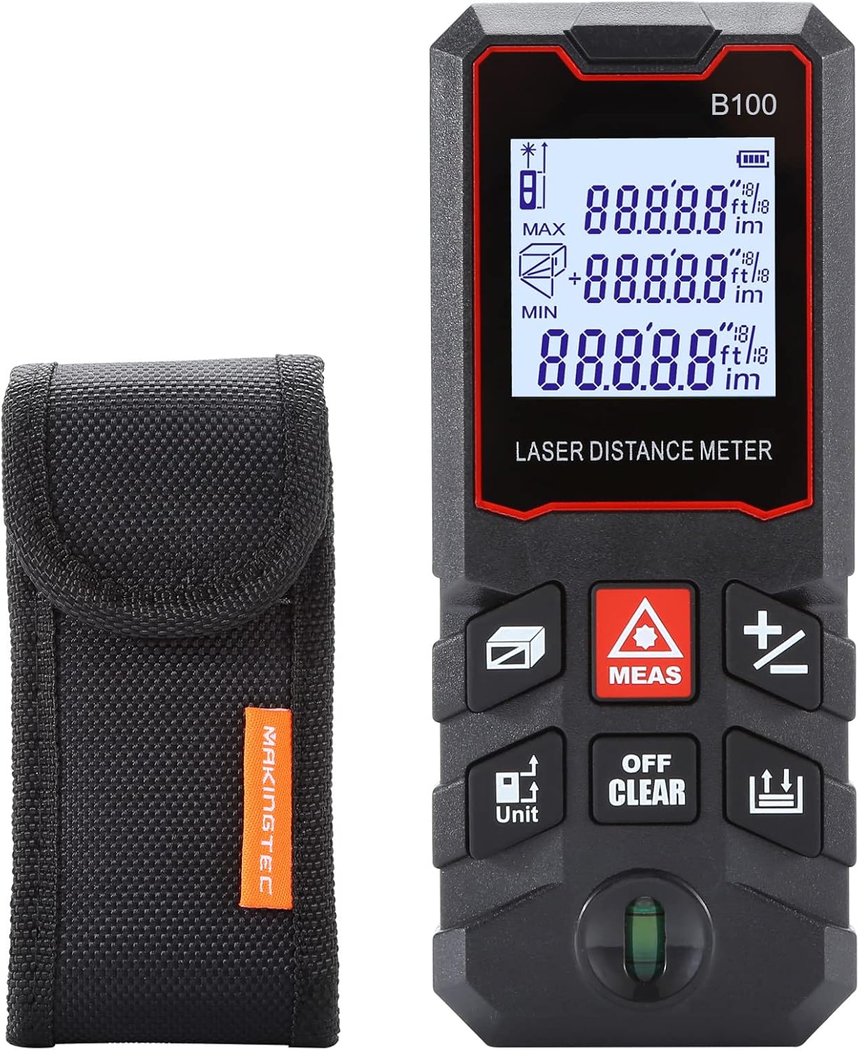 MAKINGTEC Laser Measure 328Ft, M/in/Ft Units Switch Laser Distance Meter with LCD Backlit Digital Laser Tape Measure Measu...