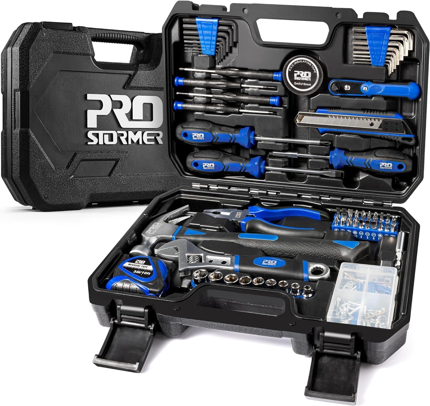 Prostormer 160-Piece Home Repair Tool Set, General Household Hand Tool Kit with Toolbox Storage Case for House, Garage, Co...