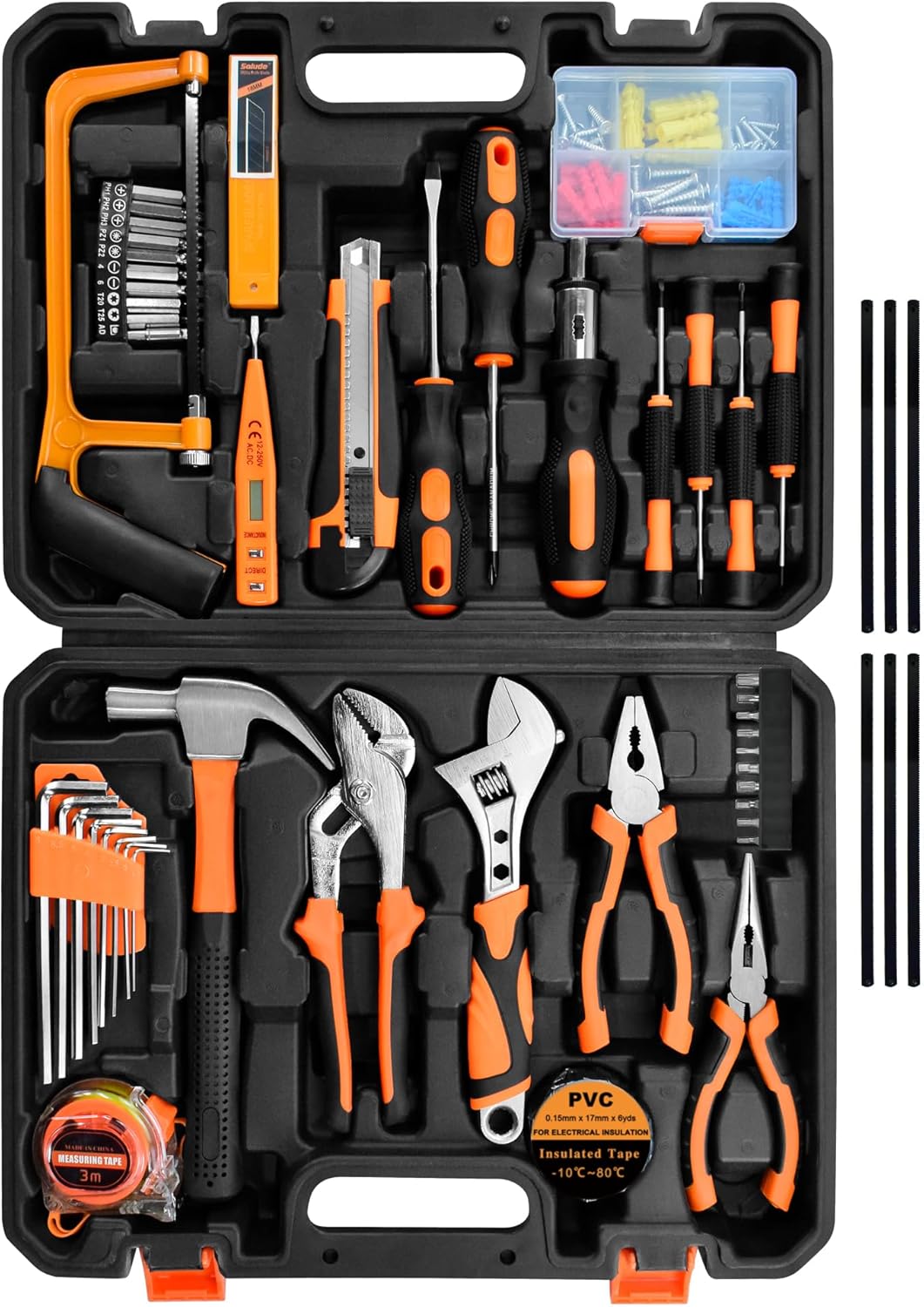 SOLUDE Tool Set,182-Piece Home Repair Tool Kit for Men Women College Students,Household Basic Hand Tool Sets with Case for...
