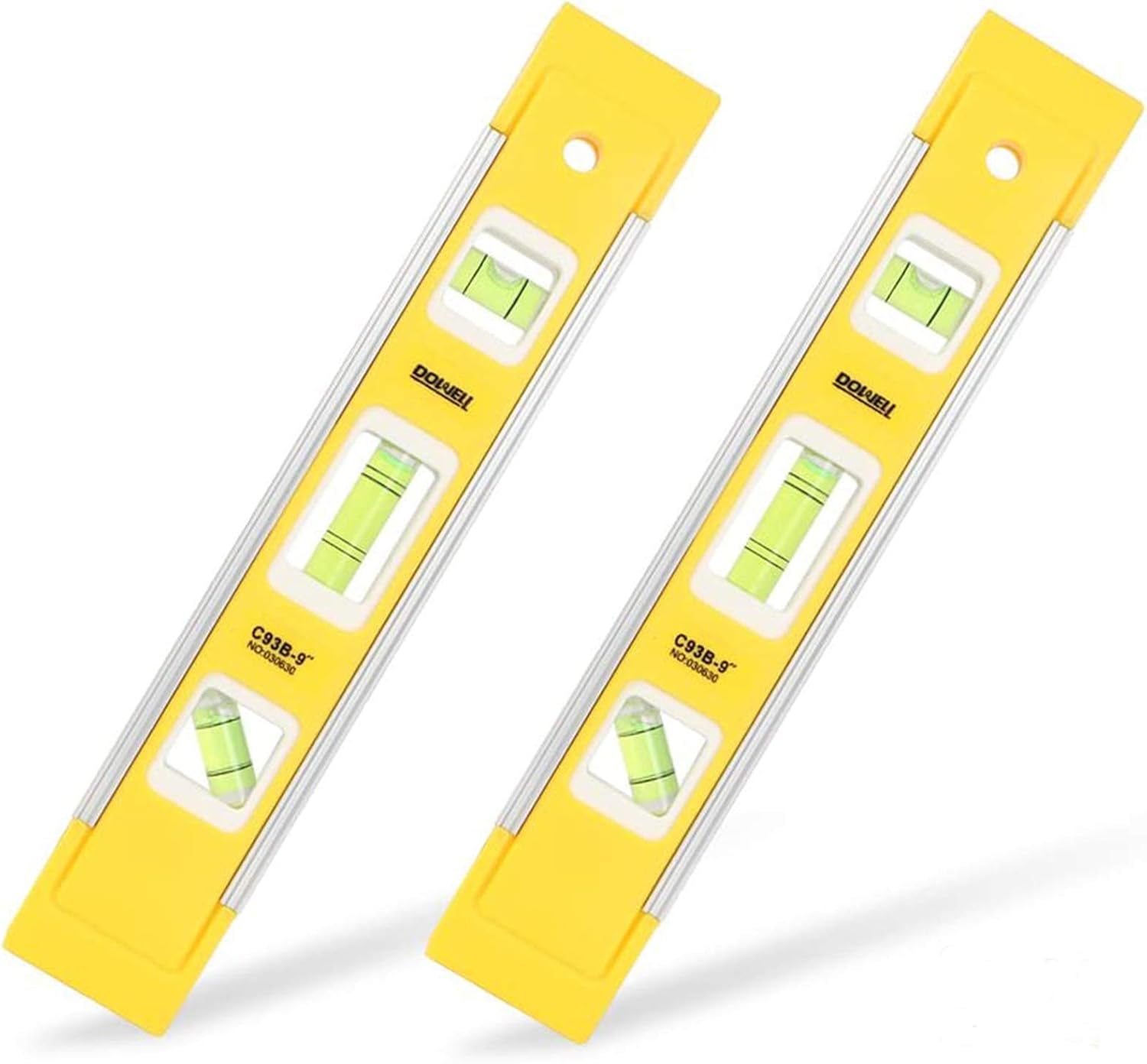 DOWELL 9 Inch Magnetic Box Level Torpedo Level(2PCS),3 Different Bubbles/45°/90°/180°Measuring Shock Resistant Torpedo Level