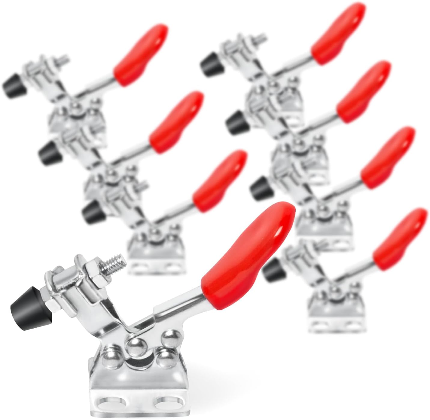 POWERTEC 8PK Toggle Clamp, 60 lbs Holding Capacity, 201 Quick Release Horizontal Clamps w/Antislip Rubber Pressure Tip for...