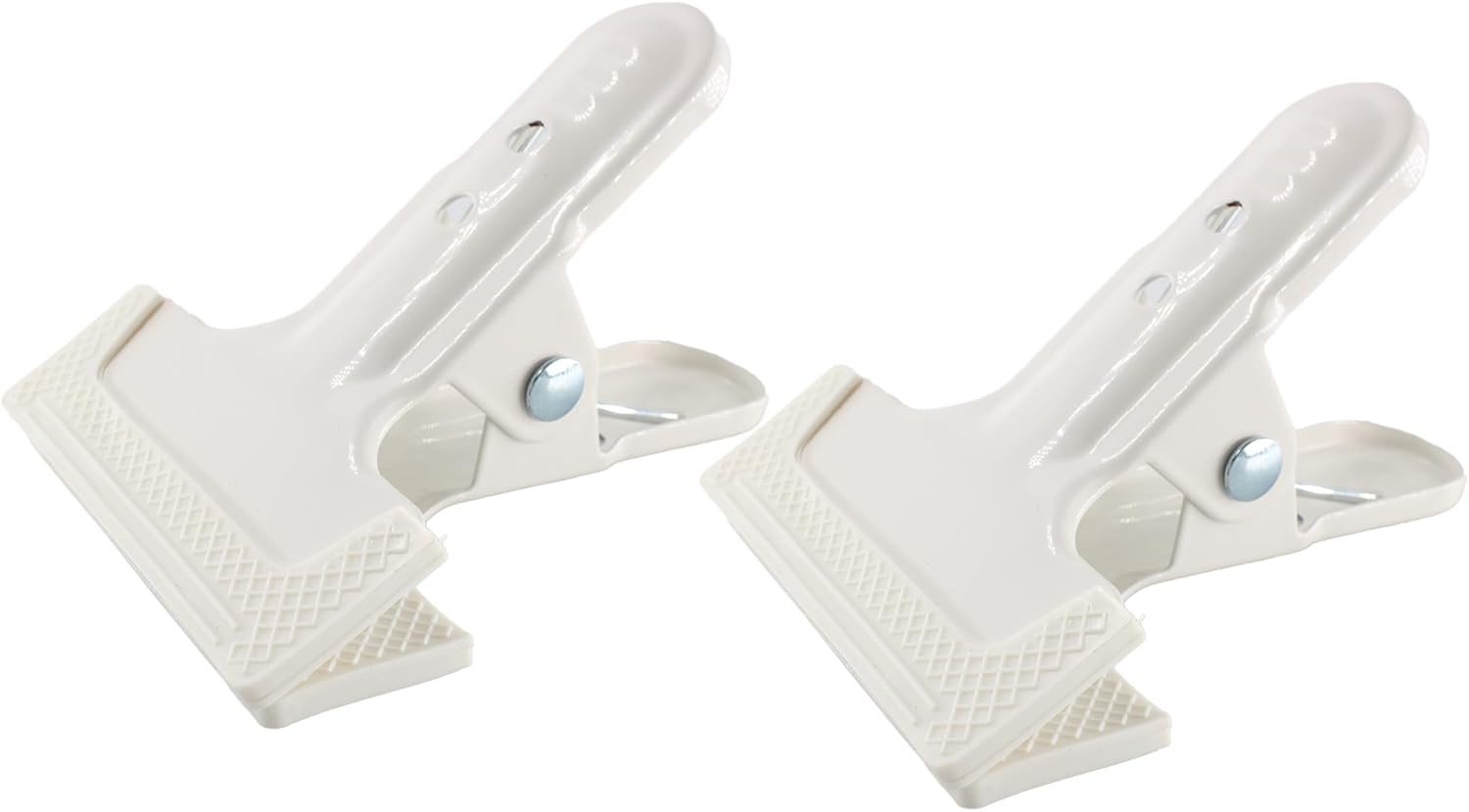 PDETVEO 2PCS 4-1/4 Inch Heavy Duty Spring Clamps Clips, Large White Metal Hinge Clip, Rubber File Clamps for Photography B...