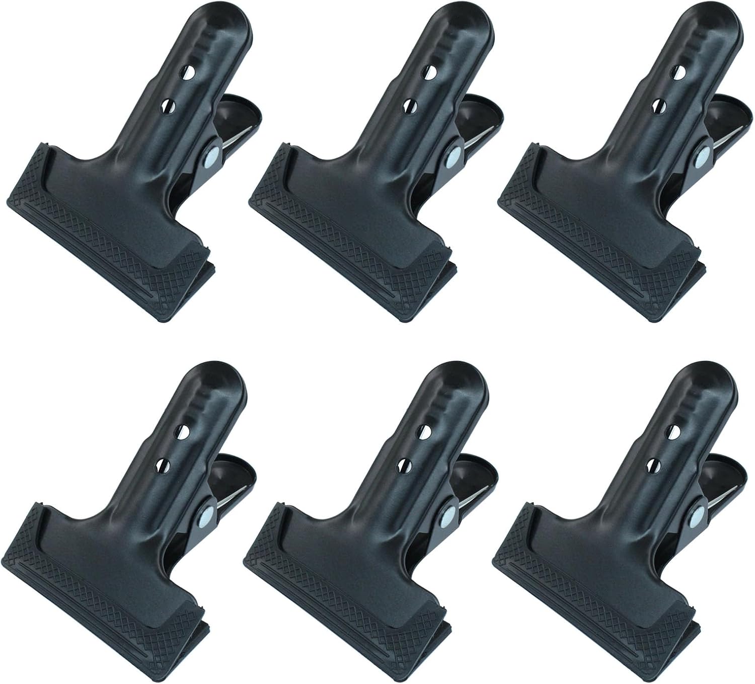 Jiozermi 6 Pack Heavy Duty Spring Clamps, Black Metal Clips Rubber Hinge Clips for Photography Background Stands, Woodwork...