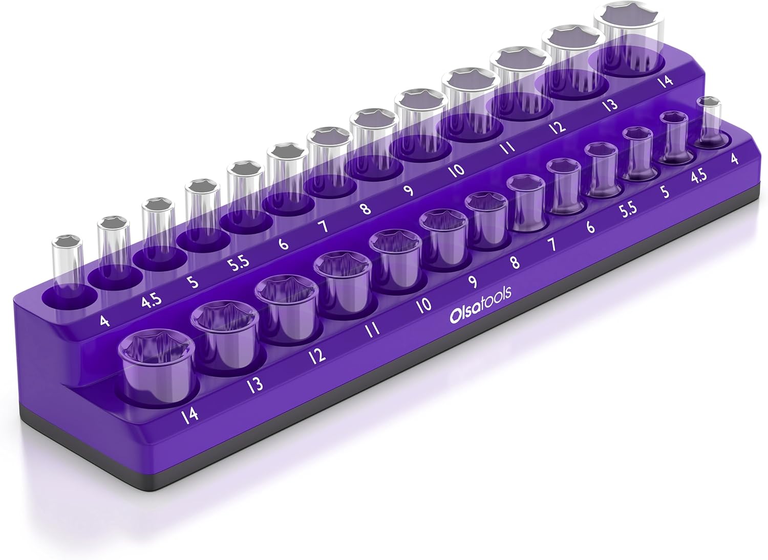 Olsa Tools Magnetic Socket Holder | 1/4-inch Drive | Metric | Purple | Holds 26 Sockets | Professional Quality Tools Organ...