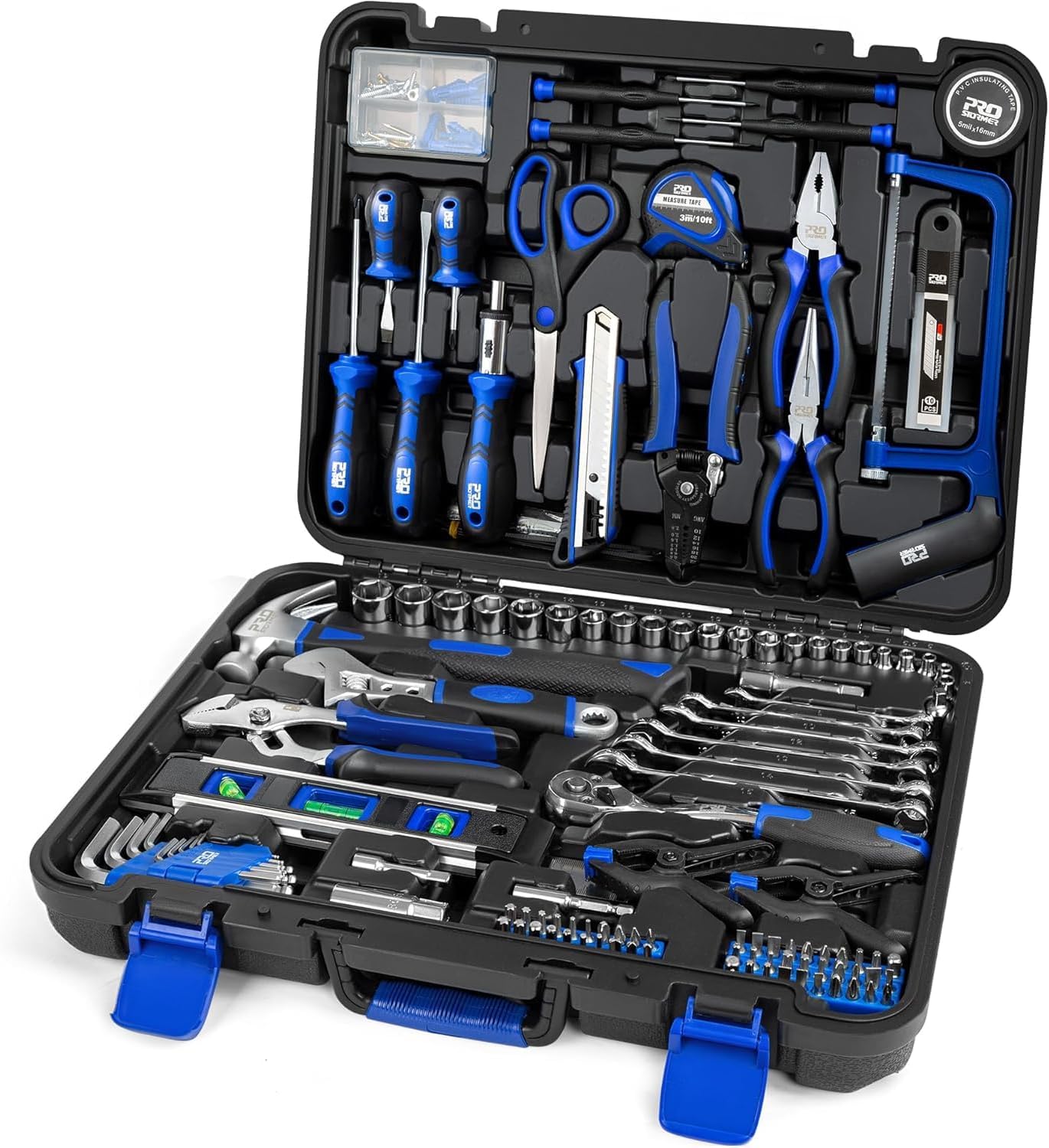 Prostormer 259-Piece Tool Kit, General Household Hand Tool Set with Plastic Storage Toolbox, Portable Complete Repair Tool...